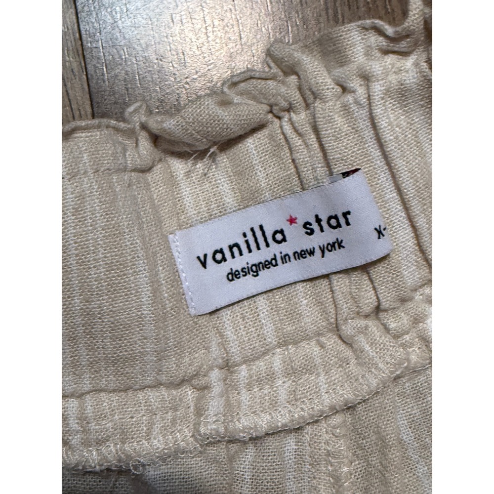 Vanilla Star Shorts Women XS Beige Juniors Linen Blend Striped Tiered Excellent - Picture 5 of 12